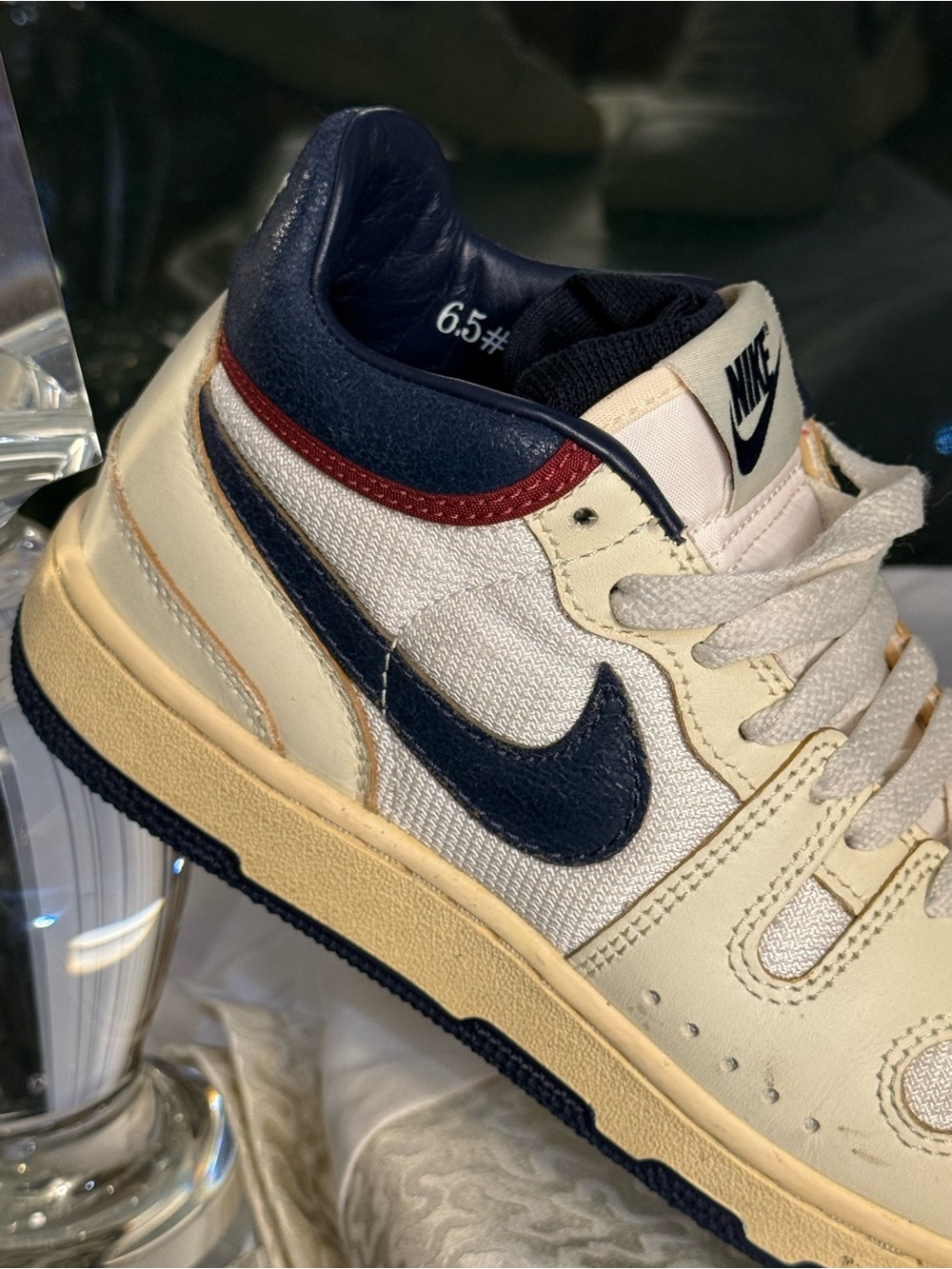 Nike Court Vision Low White Navy Red Sneakers Women’s Size 6.5 Retro Tennis Shoe